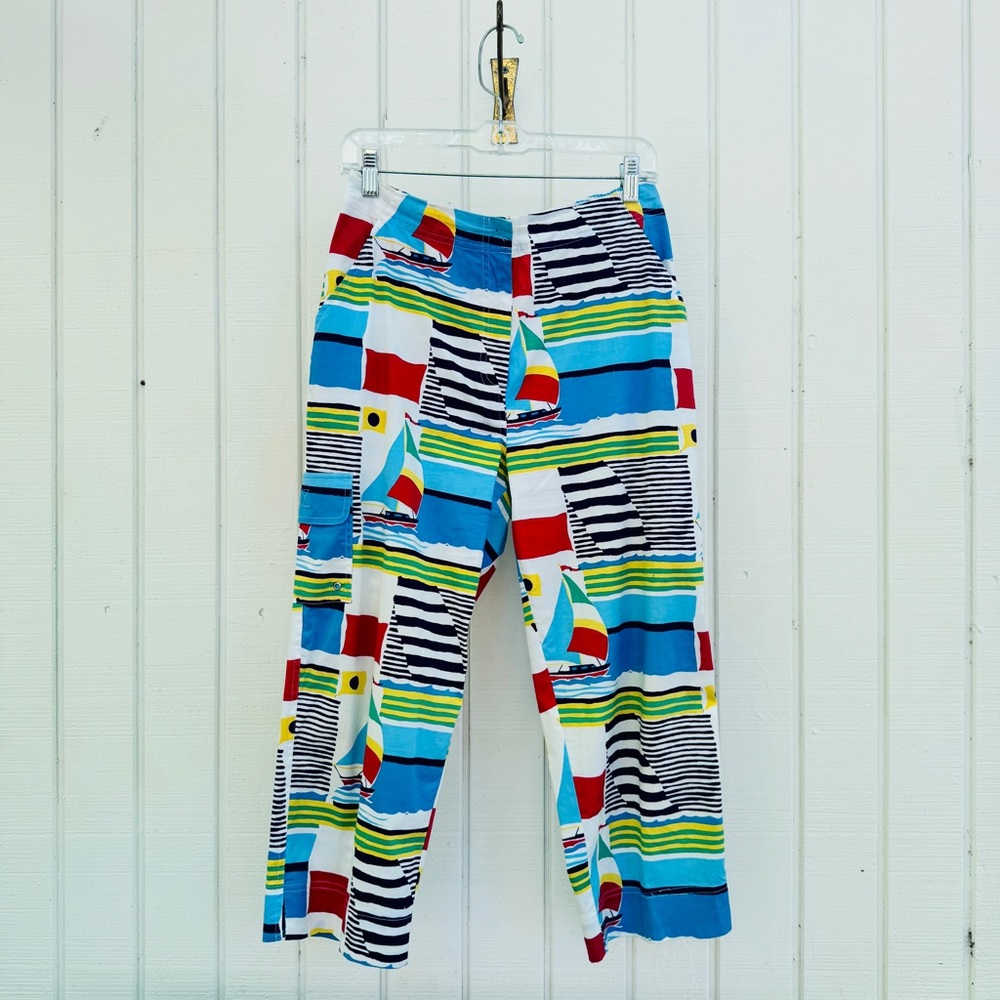 Erin London Red and Blue Cropped Nautical Preppy